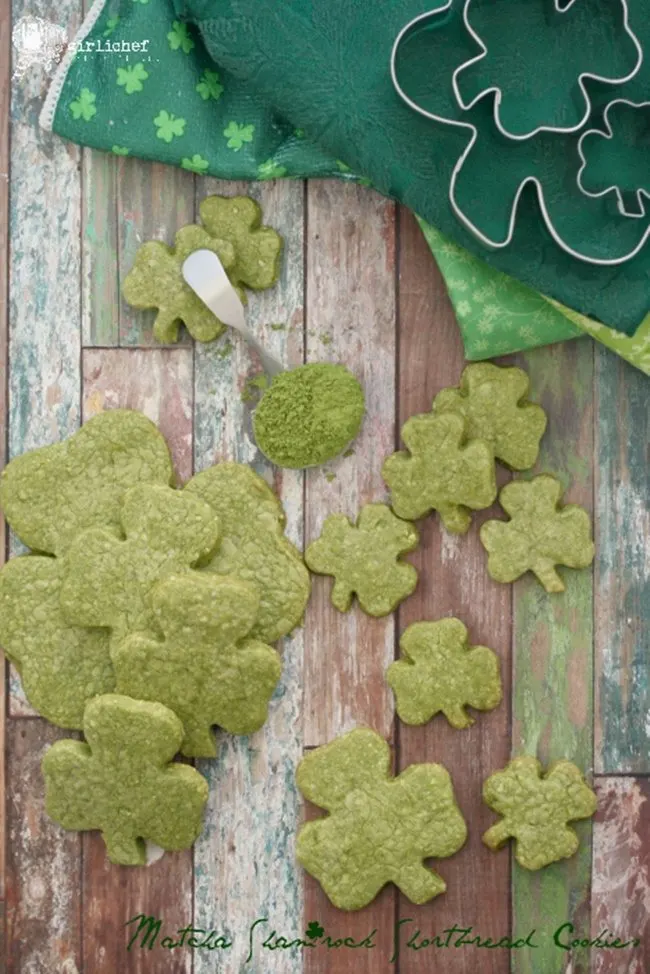 Matcha Shamrock Shortbread Cookies all roads lead to the kitchen