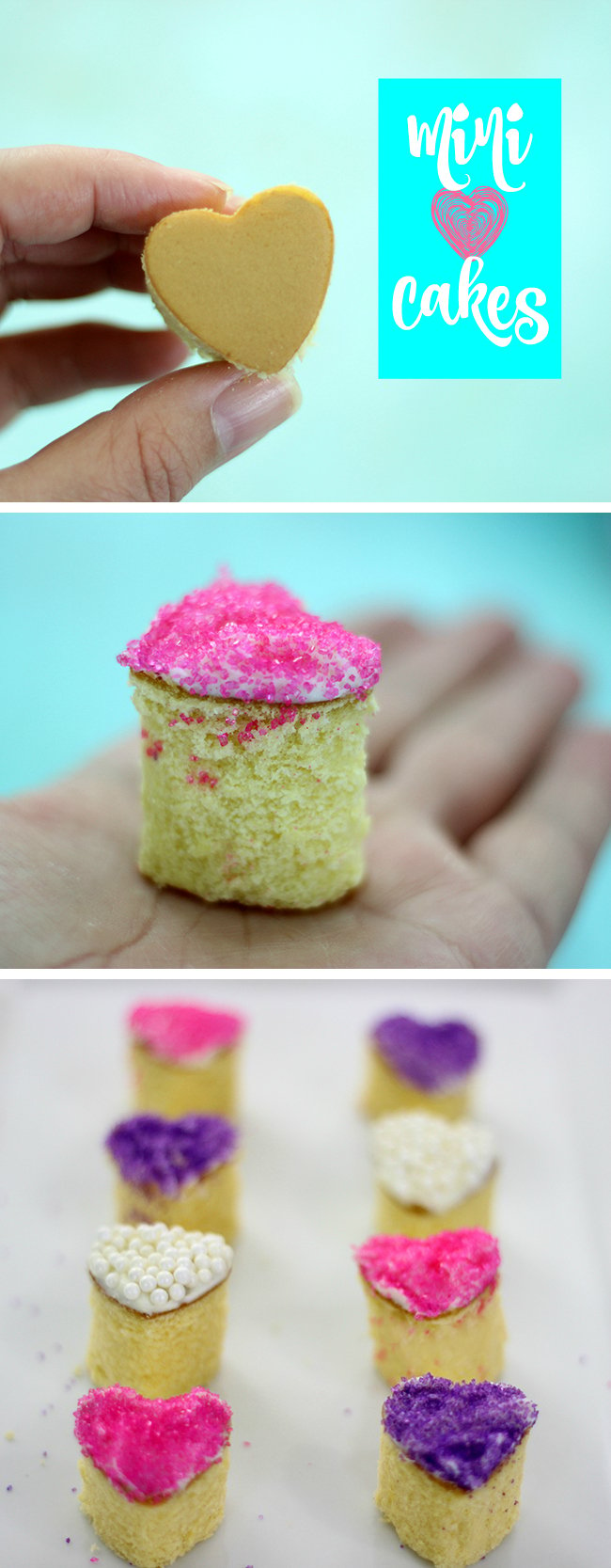 Mini Cake Hearts! Yes. These are way easier than you think. It comes together with a cookie cutter and store bought pound cake. Just my style.