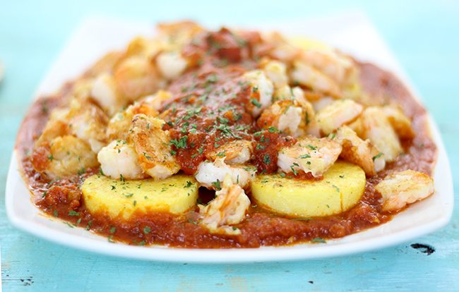 Fancy dinner in 20 minutes? Chew on this! Make New York Style Shrimp Dinner with Polenta!