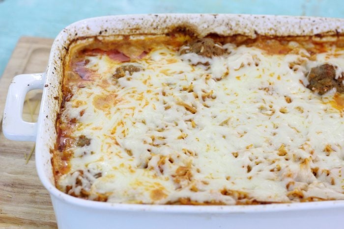 Get dinner in the oven fast with this comfort food. Spaghetti and Meatball casserole. As delish as it is simple!Get dinner in the oven fast with this comfort food. Spaghetti and Meatball casserole. As delish as it is simple!