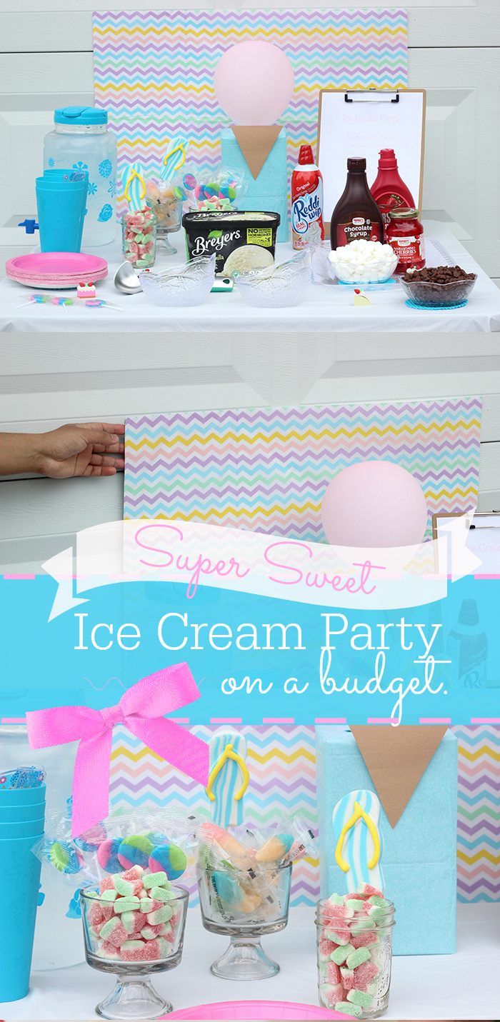 Cutest sweet ice cream party set up ideas. Get simple Dollar Store Budget Friendly Ideas to Make Your Party Pop. DIY Party. The tissue paper back drop is genius. 