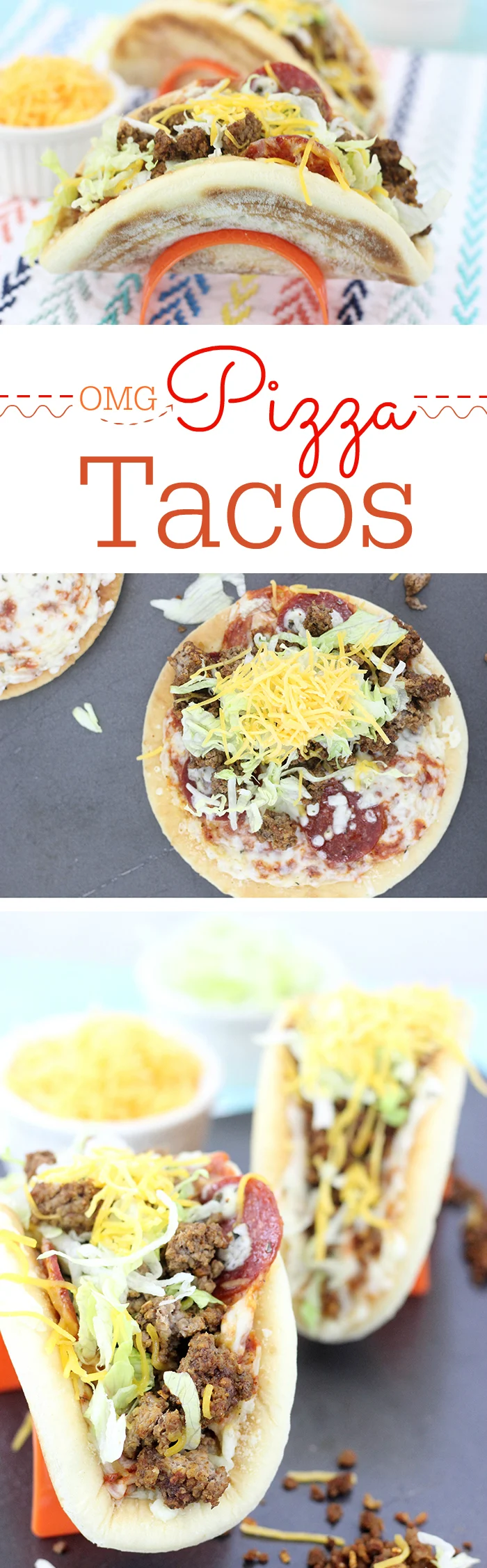 OMG Pizza Tacos. For real. Take a mini pizza and turn it into a taco. Easy? Yes! Epic? Yes! 