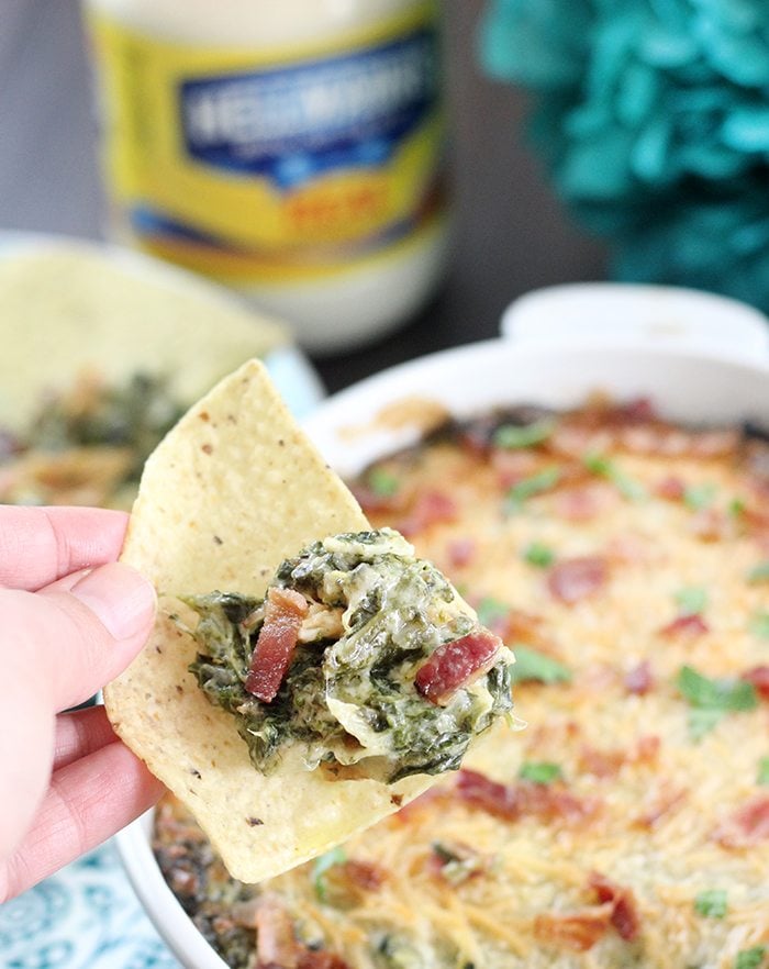 Creamy Spinach and Artichoke Dip with Parmesan Crust from your oven! Add bacon or sriracha for your own unique twist on this classic favorite.