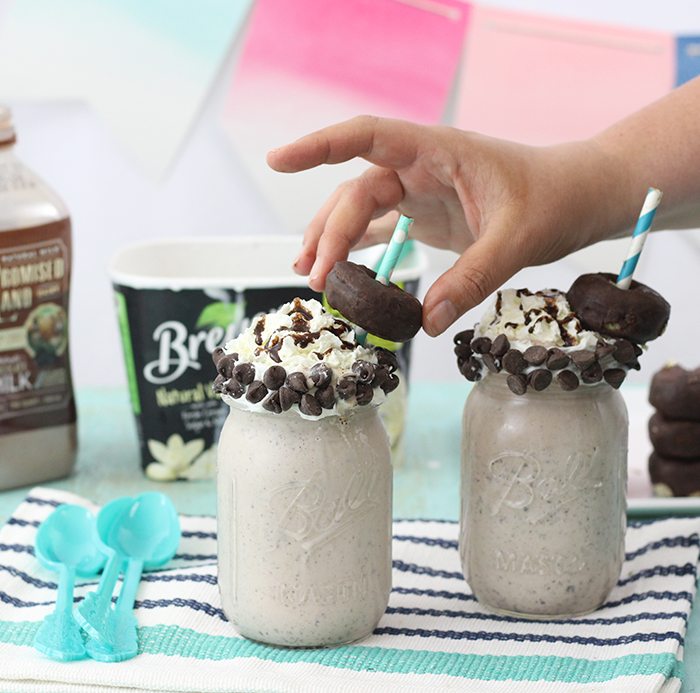 Chocolate Covered Donut Milkshake. Yes please! This is going to be a crowd-pleaser this summer.