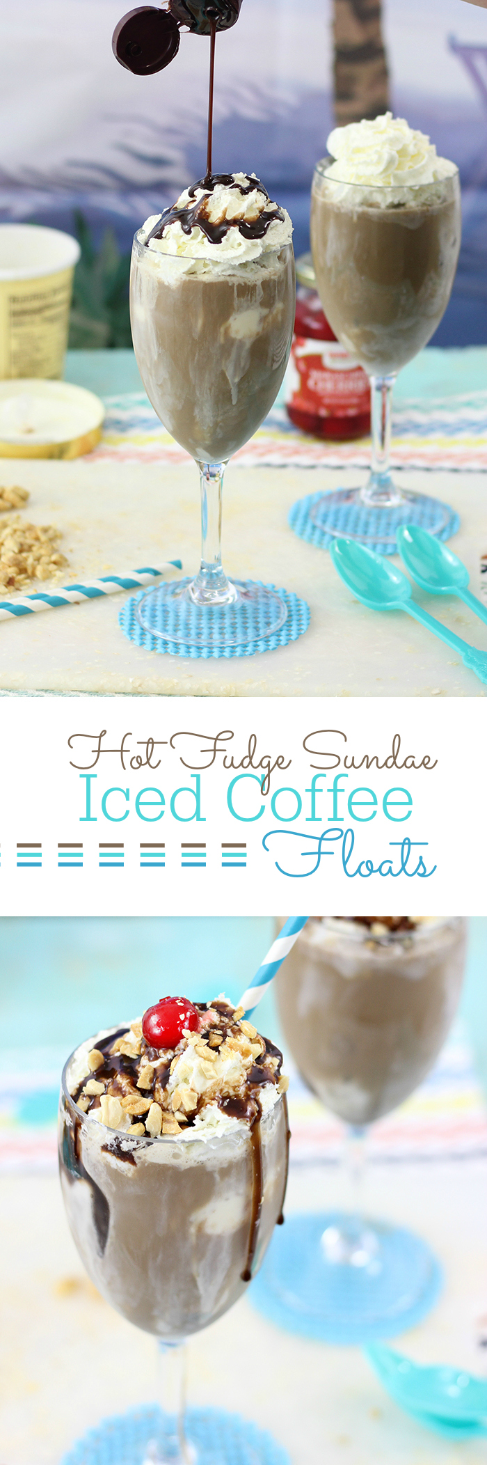 Hot Fudge Sundae Iced Coffee Floats. Oh my heaven in a cup! Perfect treat, you can just make one cup at a time. Yes, please.