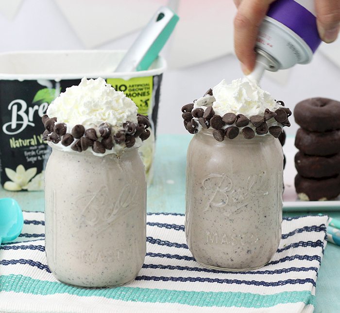 Chocolate Covered Donut Milkshake. Yes please! This is going to be a crowd-pleaser this summer.