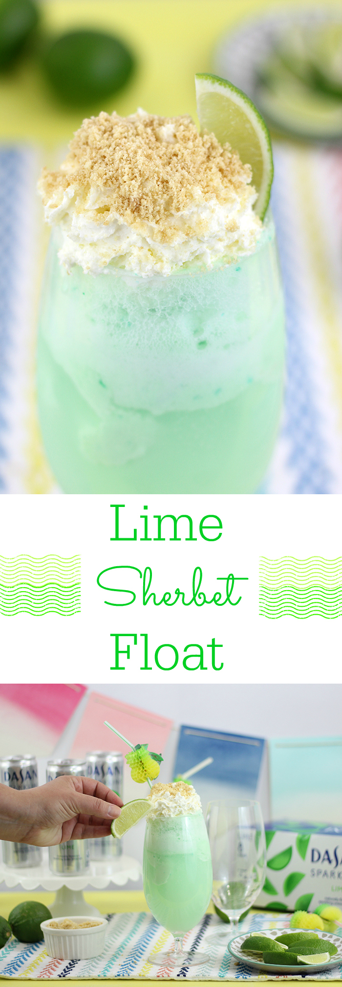 Lime Sherbet Float, perfect for a quick and refreshing treat for summer. 