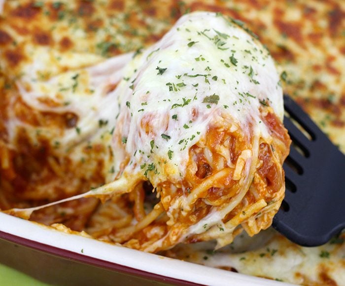 Cheesy Baked Spaghetti Recipe