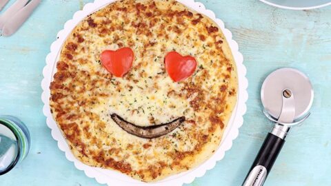 Make Dinner Fun with Smiley Face Veggie Pizza