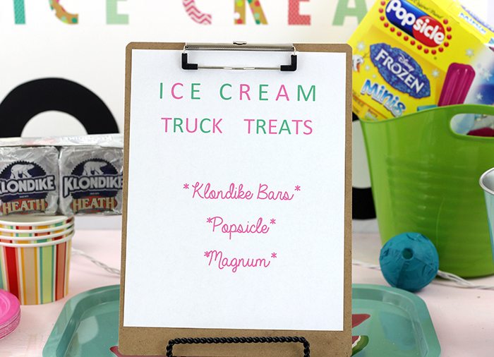 DIY Ice Cream Truck Party Sign is perfect for easy low key parties where you're serving throwback favorites like Klondike and Popsicle!