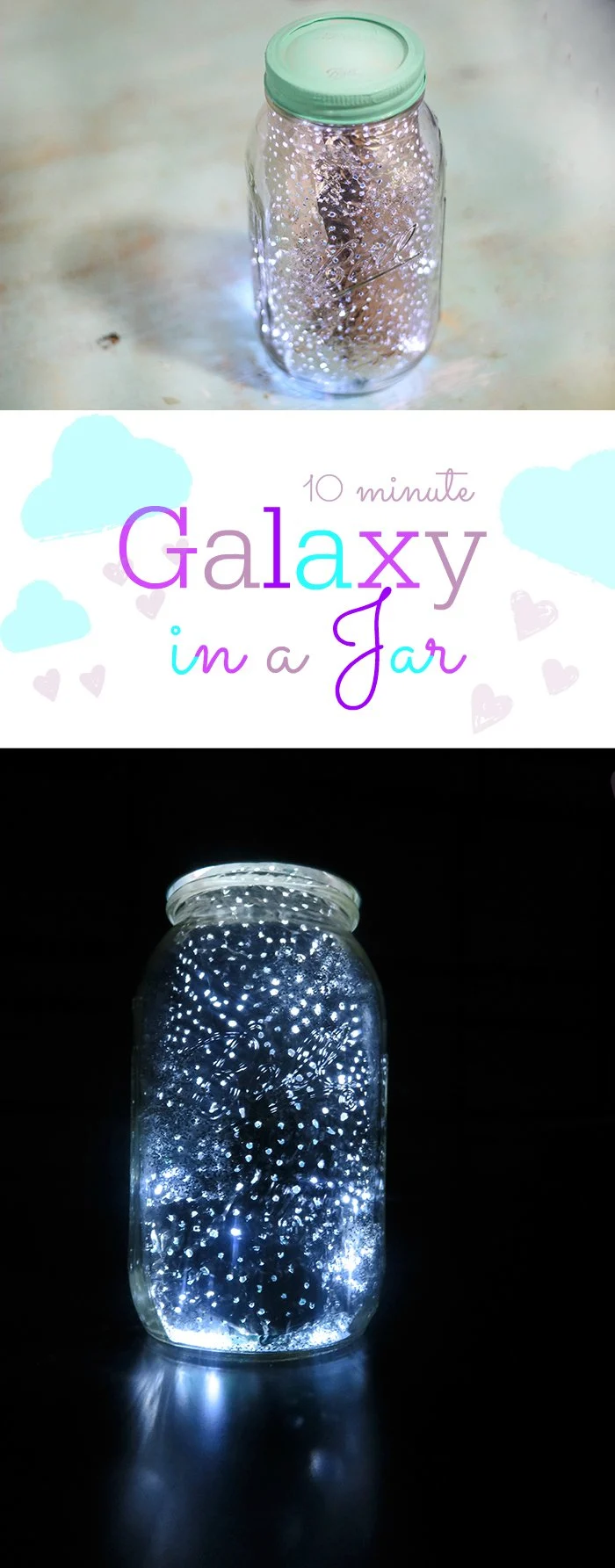 Galaxy in a jar in just 10 minutes. No paint required. This is so much fun. 