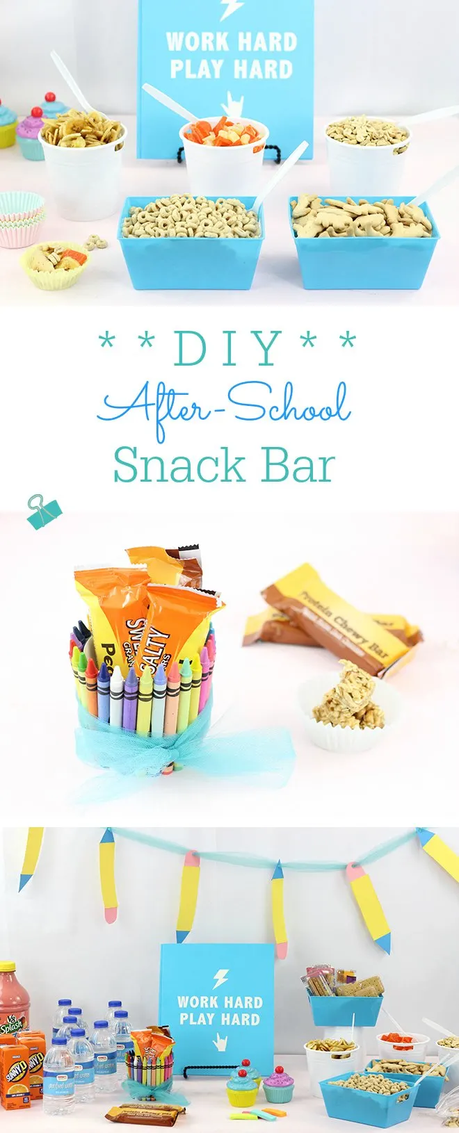 DIY After School Snack Bar. Snack Station for kids. Cute DIY Ideas and simple snack ideas. The trail mix bar is such a COOL idea!