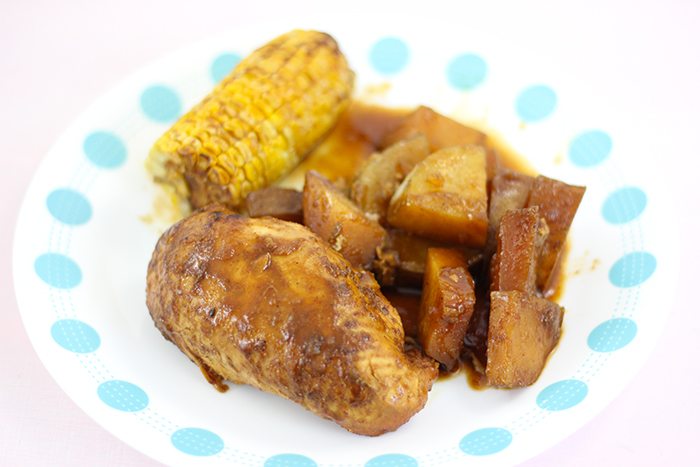 Crock-Pot® Sweet & Spicy BBQ Chicken Dinner. Toss all of your ingredients into your pot and dinner is ready in 5 hours! 