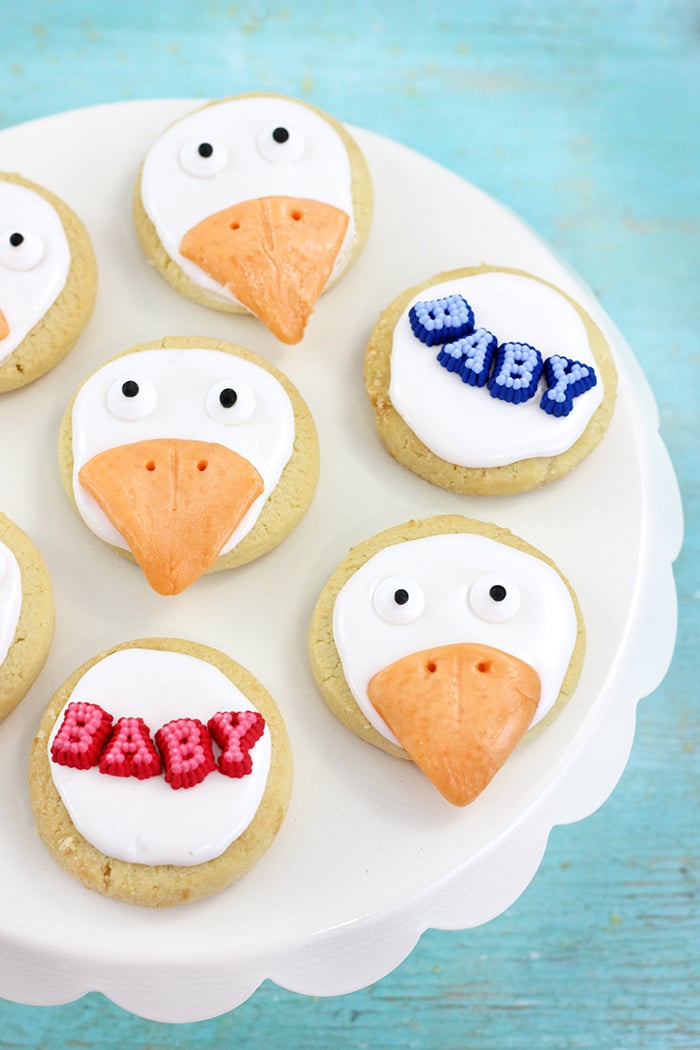 Stork Cookies. So cute! Perfect for celebrating the upcoming STORKS movie or for baby shower treats.