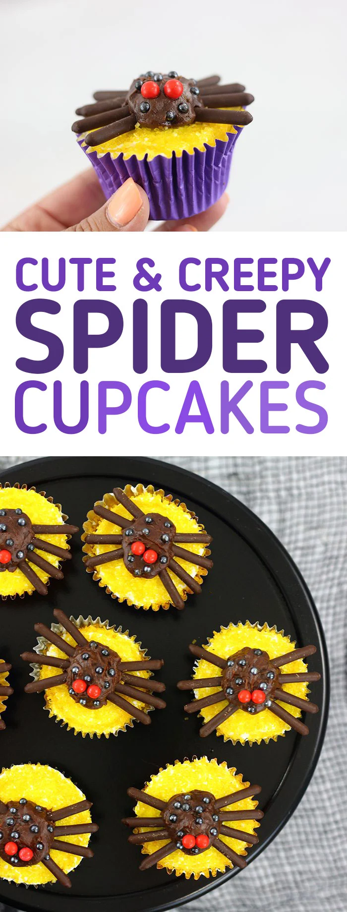 Spider Cupcakes. Totally cute and spooky for your Halloween parties. Super EASY.