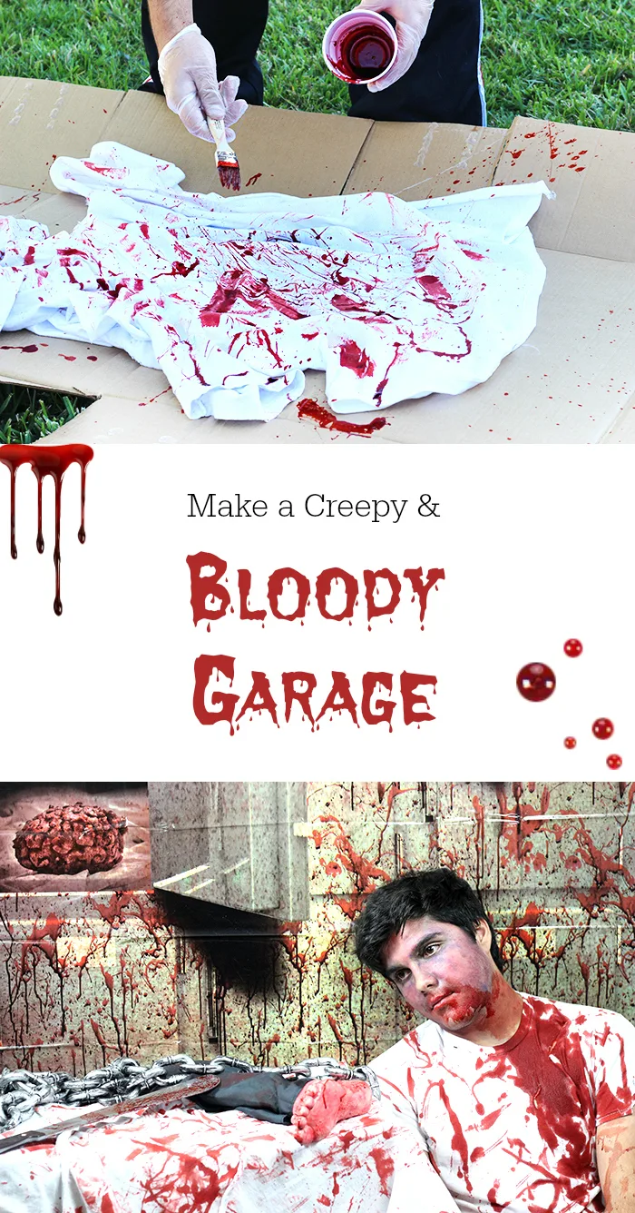 Bloody Halloween Garage with our creepy finds. From bloody props to awesome creepy backdrops.