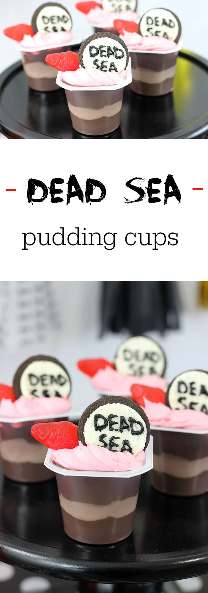 Creepy Halloween Party Treats. From haunted pudding cups, to blood spattered OREO cookies and more. Make Dead Sea Pudding Cups with OREO, Swedish Fish and Snack Pack Pudding Cups.