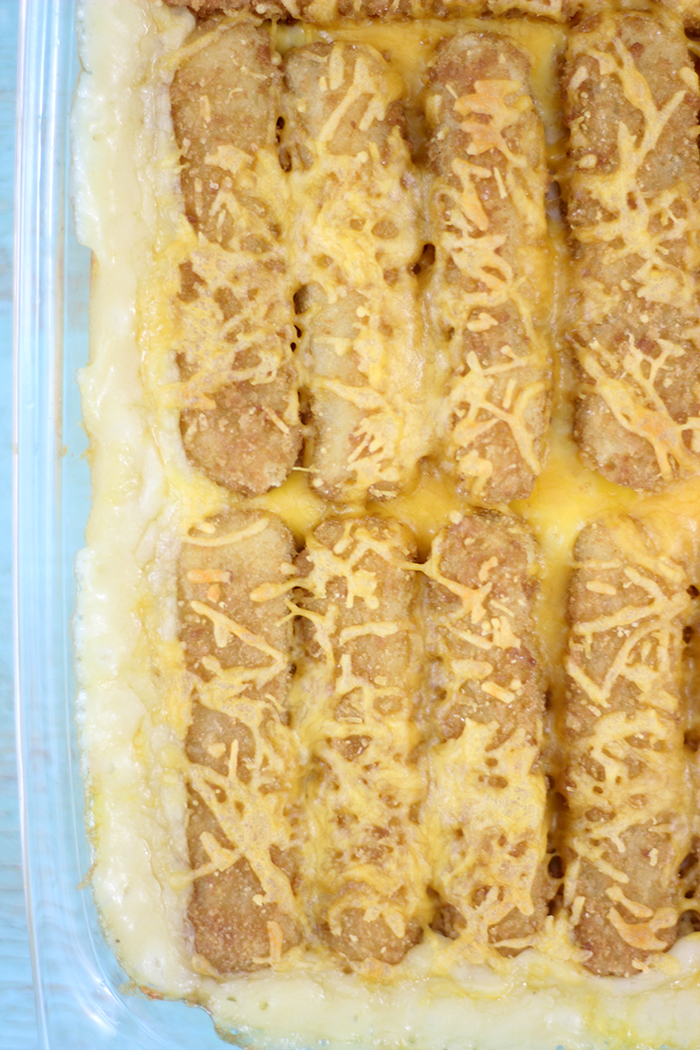 Fish Stick Casserole that's so easy and unusually delicious. Perfect comfort dinner.