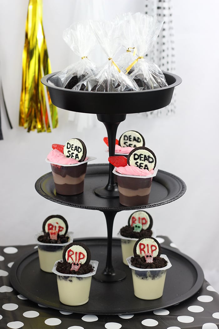 Creepy Halloween Party Treats. From haunted pudding cups, to blood spattered OREO cookies and more.