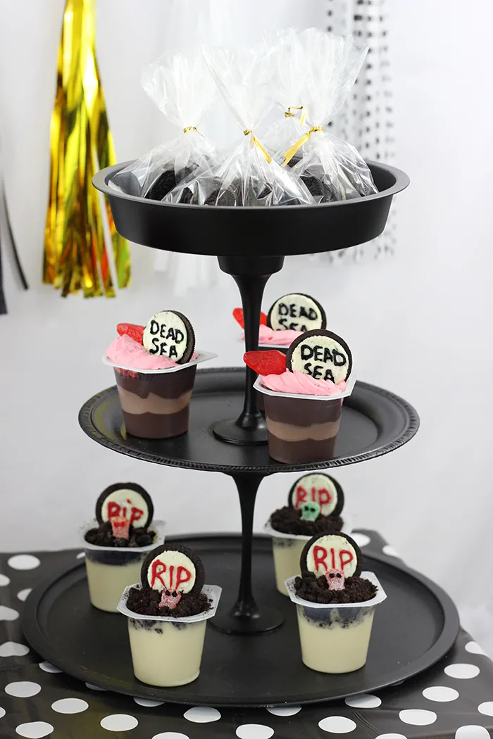 Creepy Halloween Party Treats. From haunted pudding cups, to blood spattered OREO cookies and more.