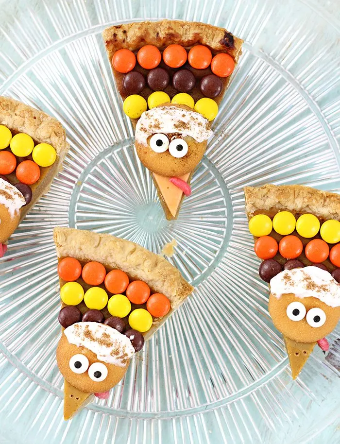 Cute Turkey Pie Slices to Gobble Up with an Amazing Hot Chocolate Ice Cream to sip up.