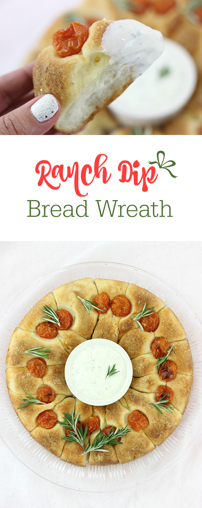 Ranch Dip Bread Wreath that's perfect for sharing this holiday season. So easy to make and delish to enjoy.