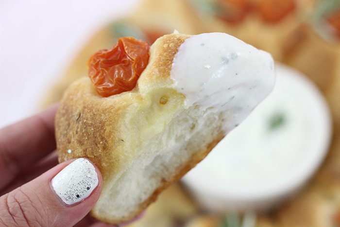 Ranch Dip Bread Wreath that's perfect for sharing this holiday season. So easy to make and delish to enjoy.