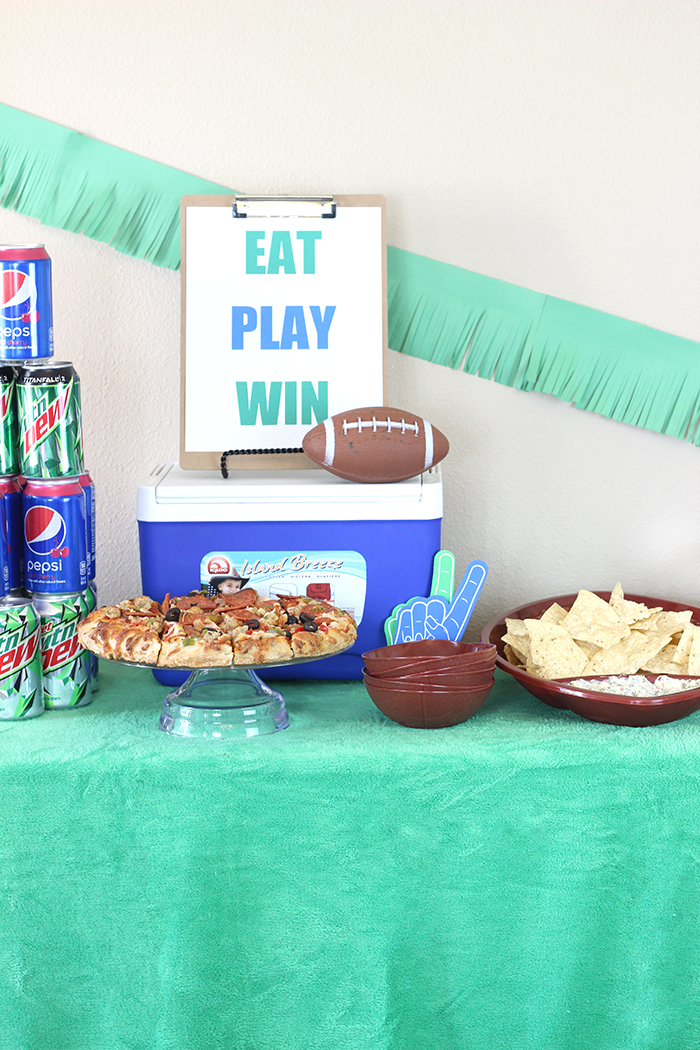 Eat Play Win. Click the image to get budget friendly football party ideas.