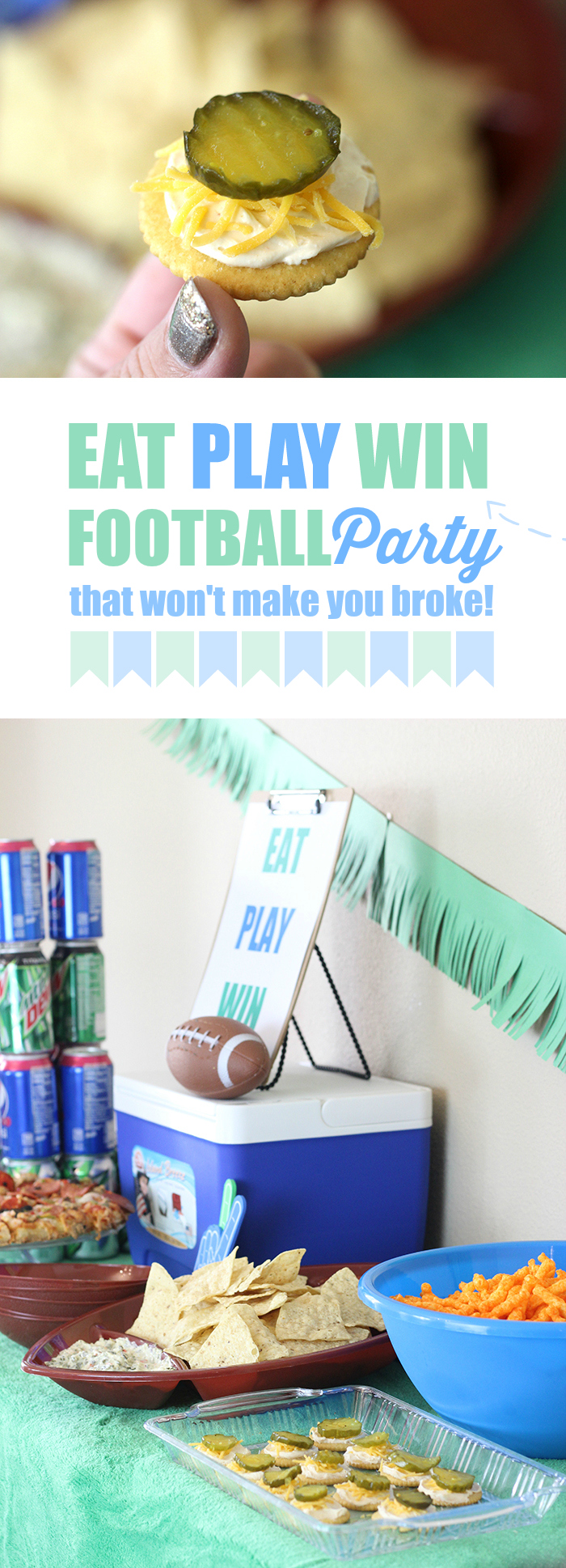 Eat Play Win. Click the image to get budget friendly football party ideas.