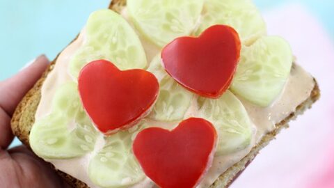 Veggie Toasts! Cookie Cutter Valentine's Day Vegetables