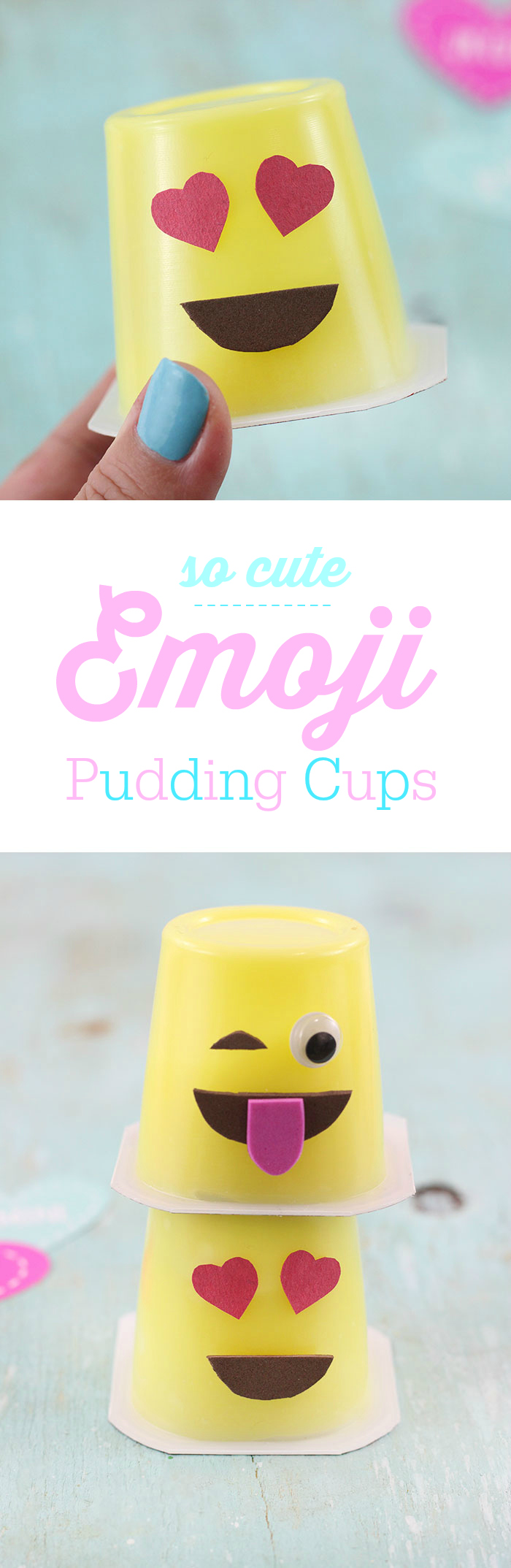 Emoji Pudding Cups, a super cute way to make snack time fun. 