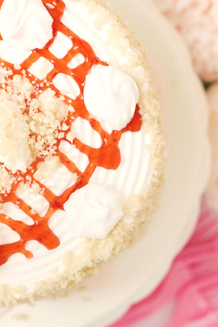 Mother's Day Party. Perfect Ice Cream Cake & Champagne and light pink decor. Pretty Mother's Day Party Ideas galore.