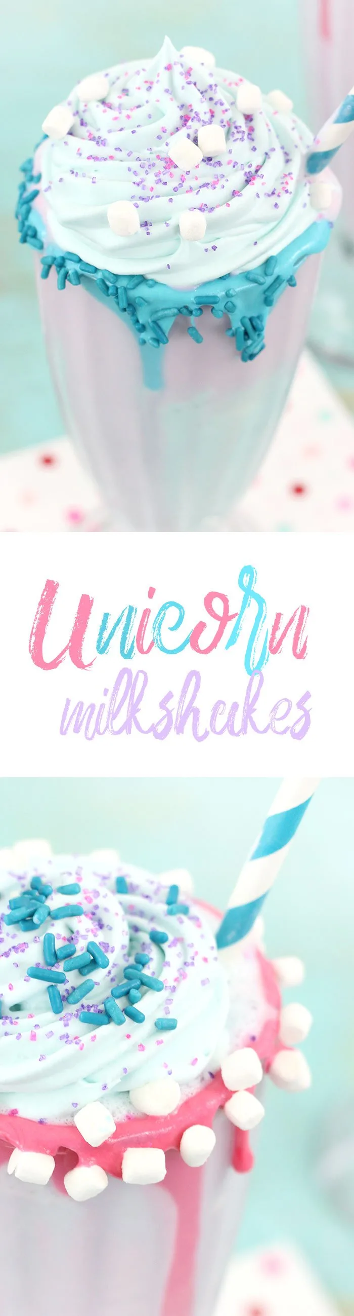 Unicorn Milkshakes are magical and oh so easy to whip up. Perfect for Unicorn themed parties and girl's night in. Unicorn ice cream is all the rage.