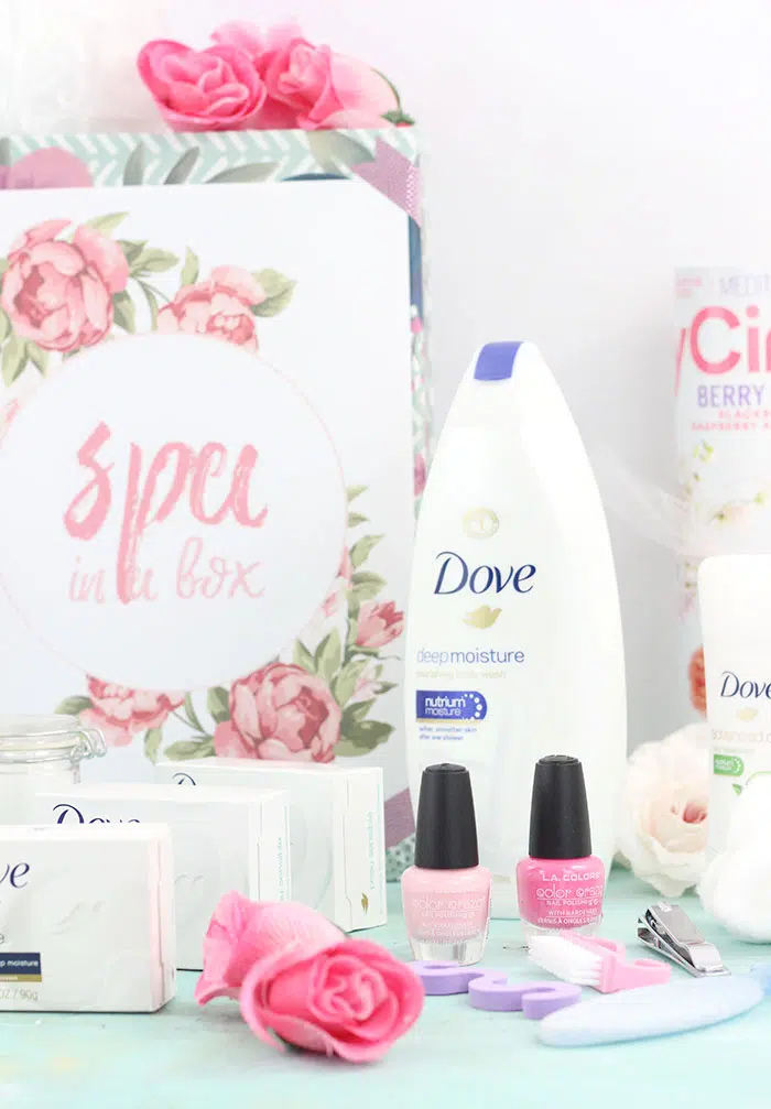 Spa in a box. Such an easy diy gift idea. Get a free printable for easy gifting.