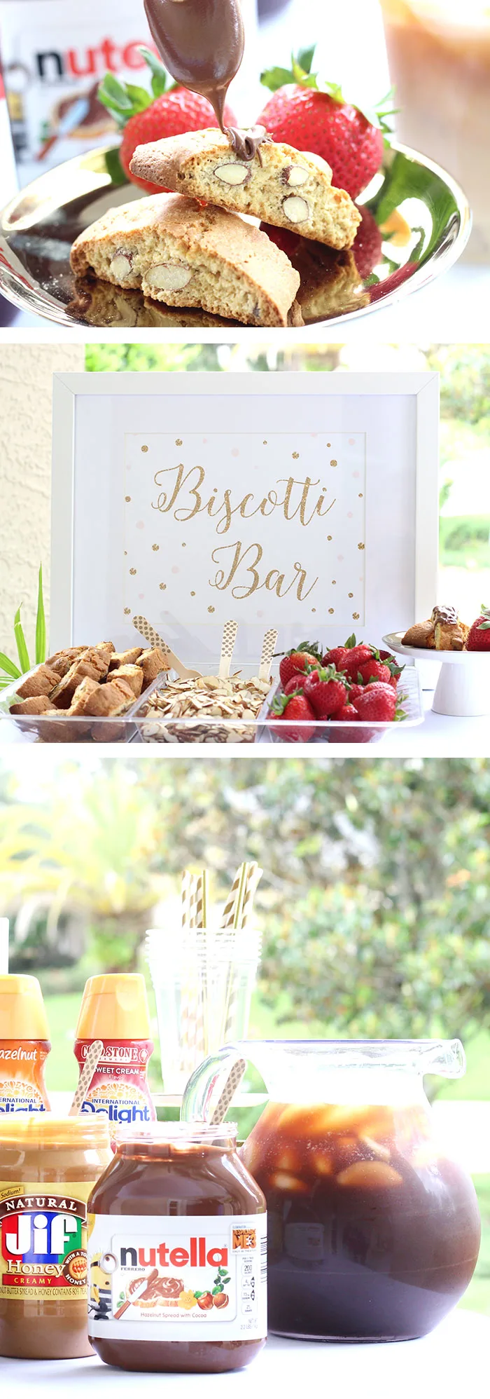 Biscotti Bar. Bored with the same old, too? Check out these savvy biscotti bar ideas with iced coffee fixings too.