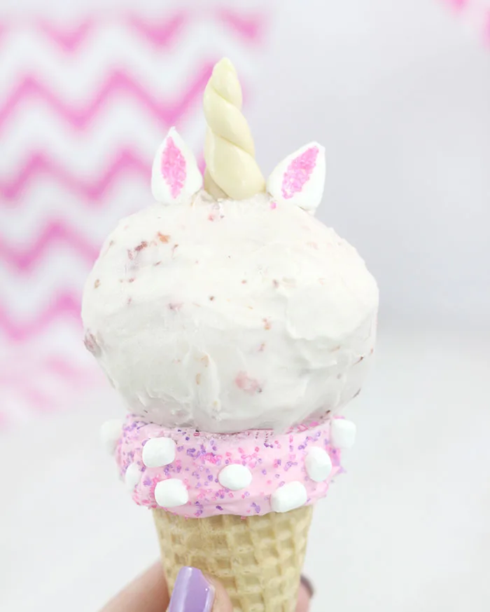 Unicorn Ice Cream Cones. Make magical ice cream cones the easy way with frosting.