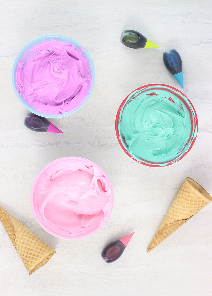 Unicorn Ice Cream Cones. Make magical ice cream cones the easy way with frosting.