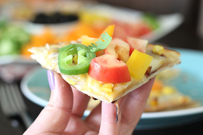 Open Faced Veggie Quesadillas. Awesome Family Serving Ideas to load up on veggies.