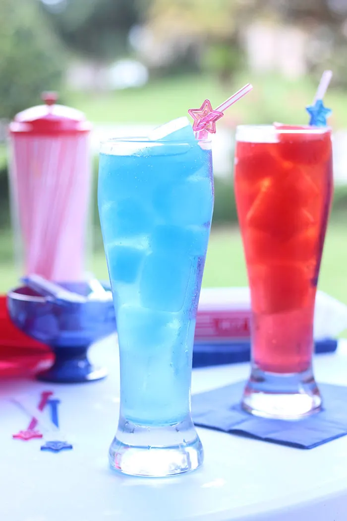 Patriotic Punch. Make colorful juice ice cubes and just add soda for the perfect and simple Labor day recipe.