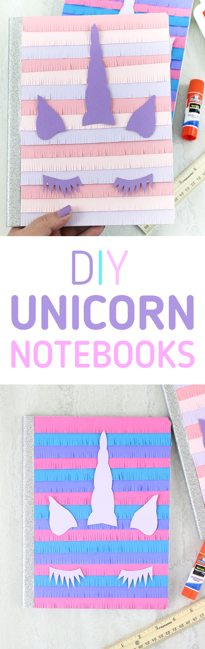 DIY Unicorn Notebooks. Pinata style! So CUTE. Free printable.