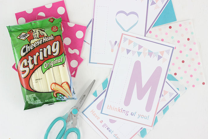 Lunchbox Printables for cheese stick snacks. Super cute way to share love with your kiddos in their lunchbox.