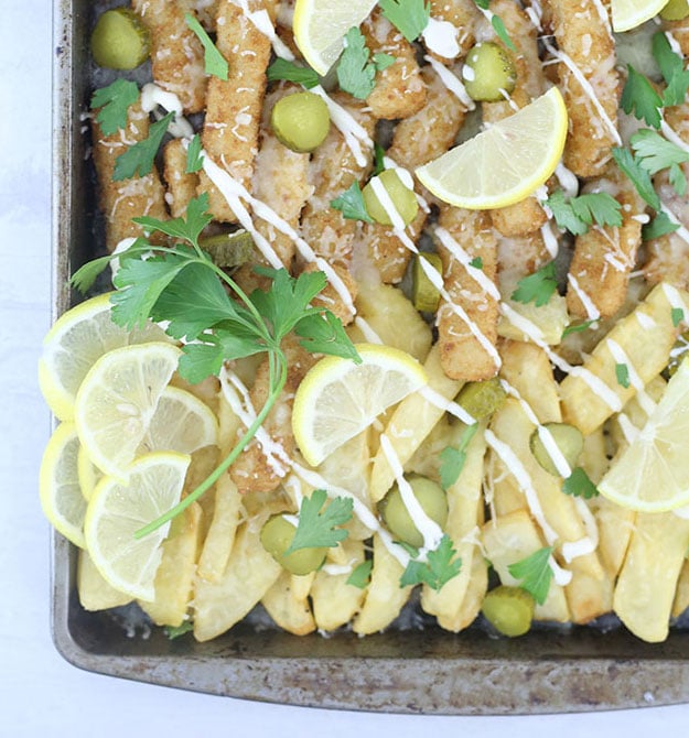 Fish & Chips Sheet Pan "Nachos"