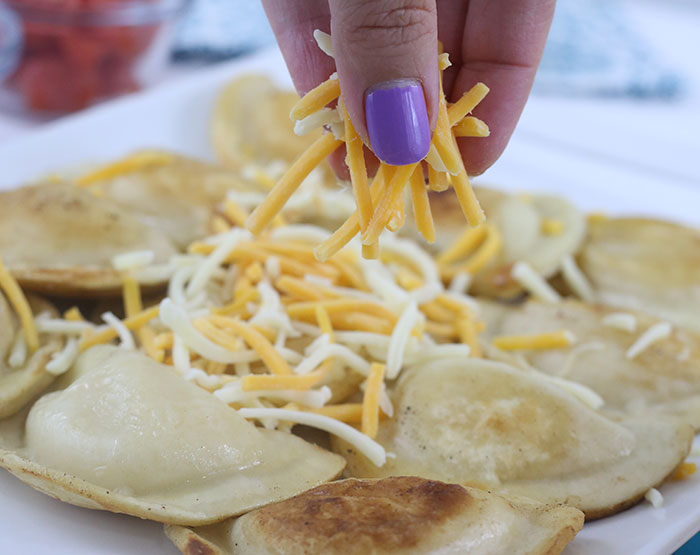 Pierogi Nachos. Next level dinner that is SO simple to make. 