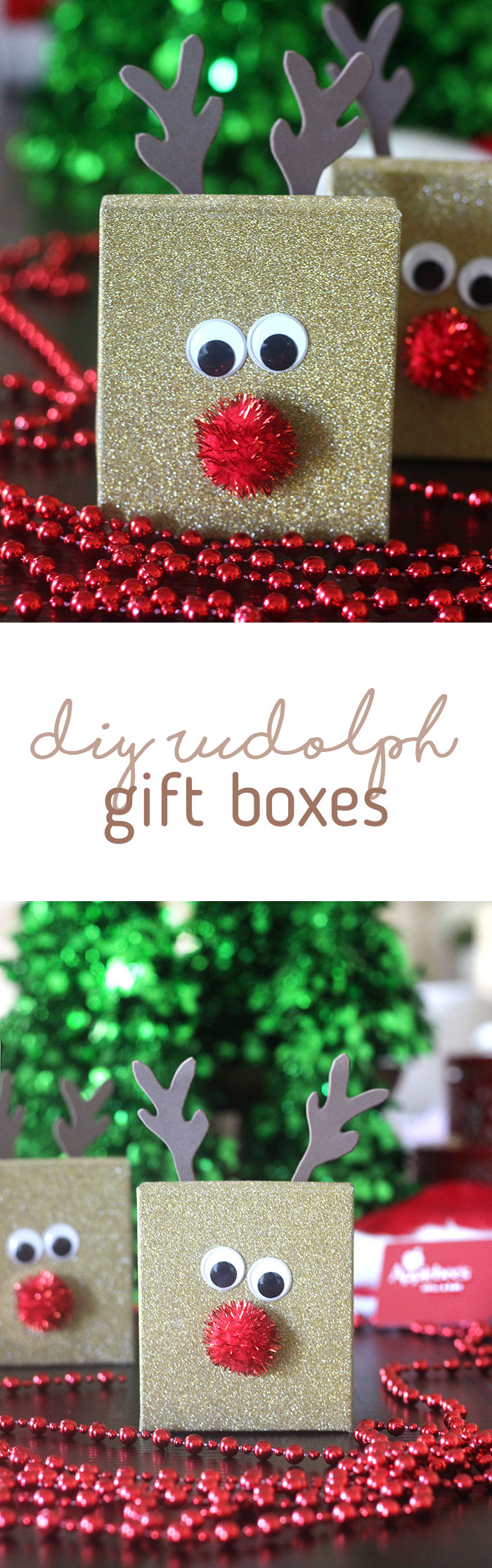 DIY Rudolph Gift Box for Christmas Gifts.