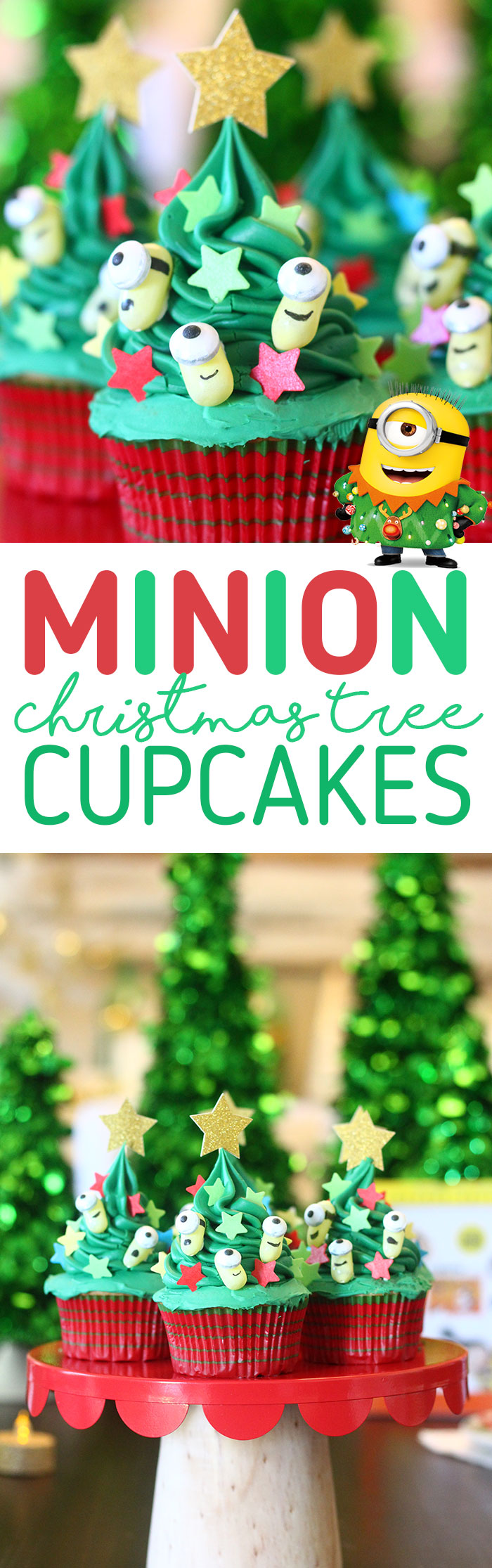 Minion Christmas Tree Cupcakes