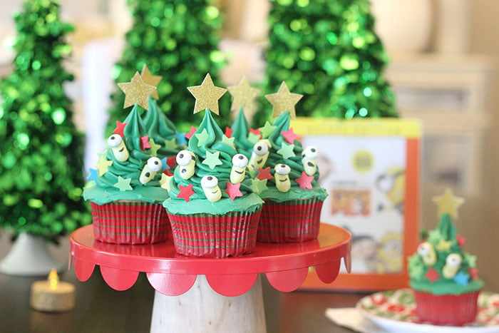 Minion Christmas Tree Cupcakes