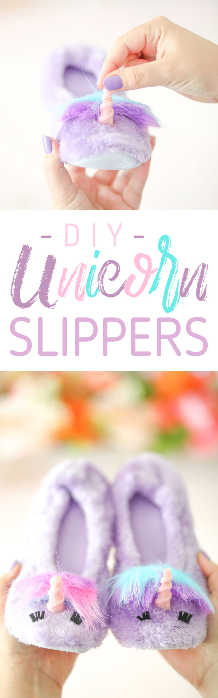 DIY Unicorn Slippers that are freakin' adorable. Everyone needs a pair.