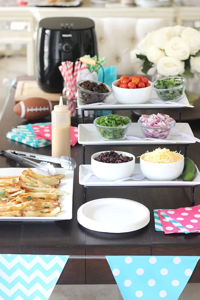 French Fry Bar with Nacho Toppings.