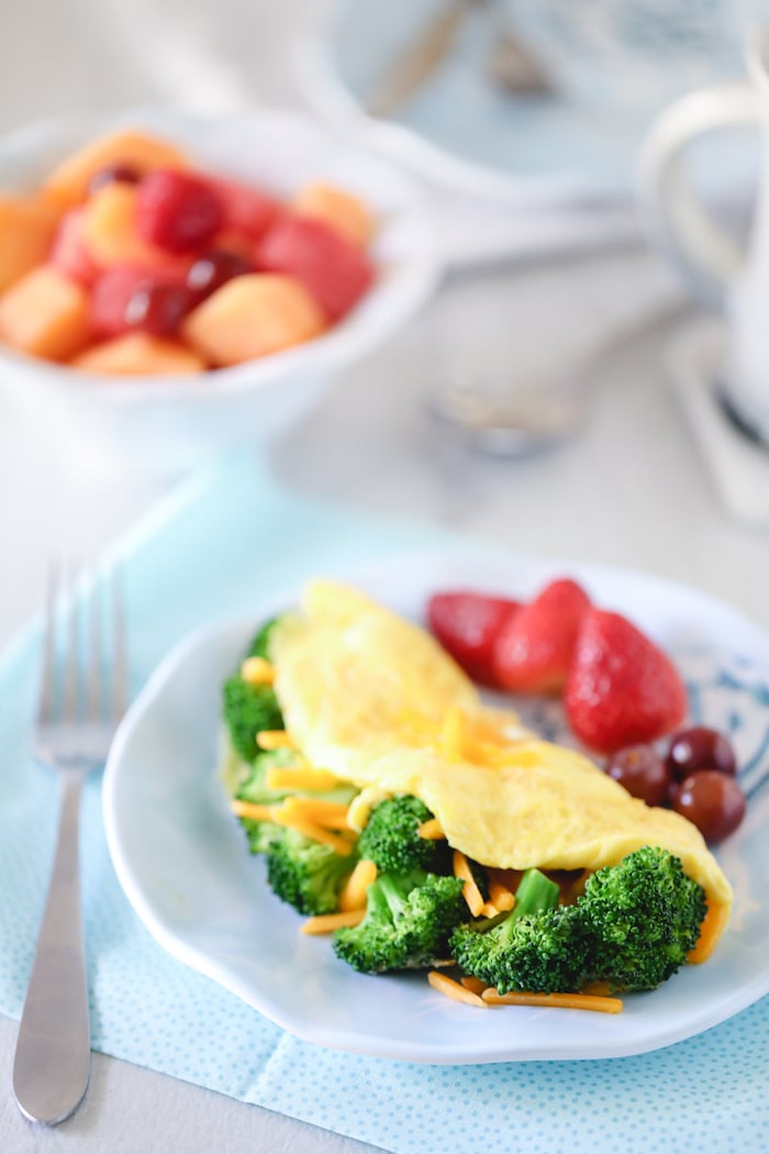 Broccoli and Cheddar Omelet that melts in your mouth.