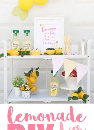 Lemonade Bar Cart Ideas. Best of summer all on one bar cart from lemonade to amazing garnishes.